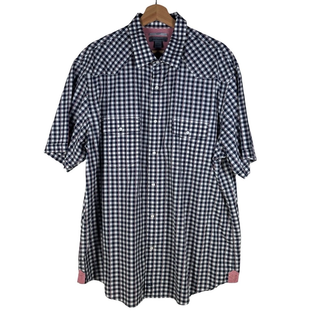 Johnston & Murphy Mens Slim Fit Short Sleeve Pearl Snap Western Style Shirt XXL